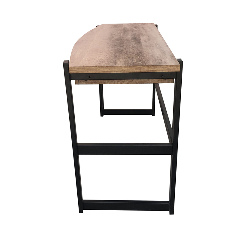 Workzone Elite Desk 1400 Industrial-style wooden-top bar table with black metal frame and lower shelf.
