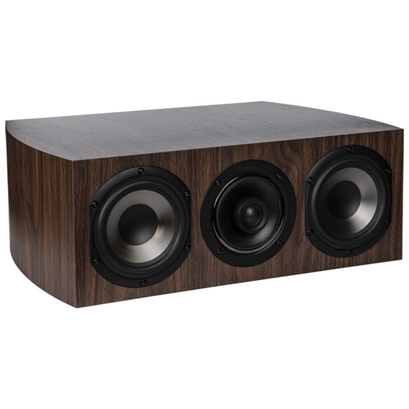 Cabasse Socoa Mc170 Wooden center-channel speaker with three drivers in walnut veneer.