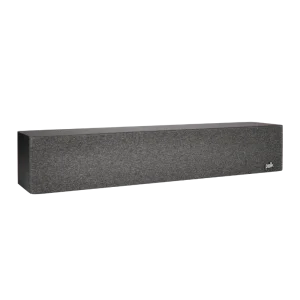 Polk brand long black soundbar with a fabric grille.