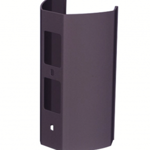 Purple plastic vertical sleeve with two rectangular windows and curved top edge.