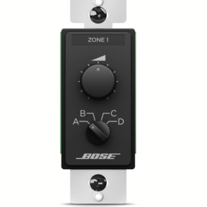 Bose Zone 1 wall-mount audio controller with large front knob and A-D selector.