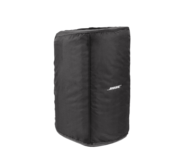 Bose Cover For L1 Pro16 Subwoofer Black Bose outdoor speaker with a black fabric protective cover and visible bose logo.