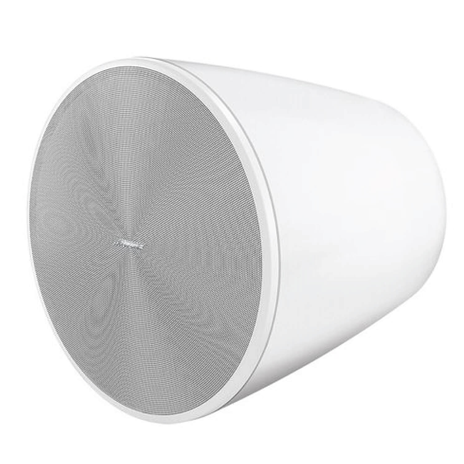 Bose Designmax Dm10P-Sub Single White cylindrical speaker with a circular metal mesh grille.