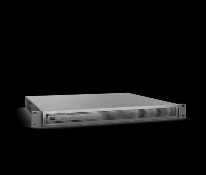 Bose Powerspace P2600A 1u rack-mount server with front drive bay and perforated front panel, silver chassis.
