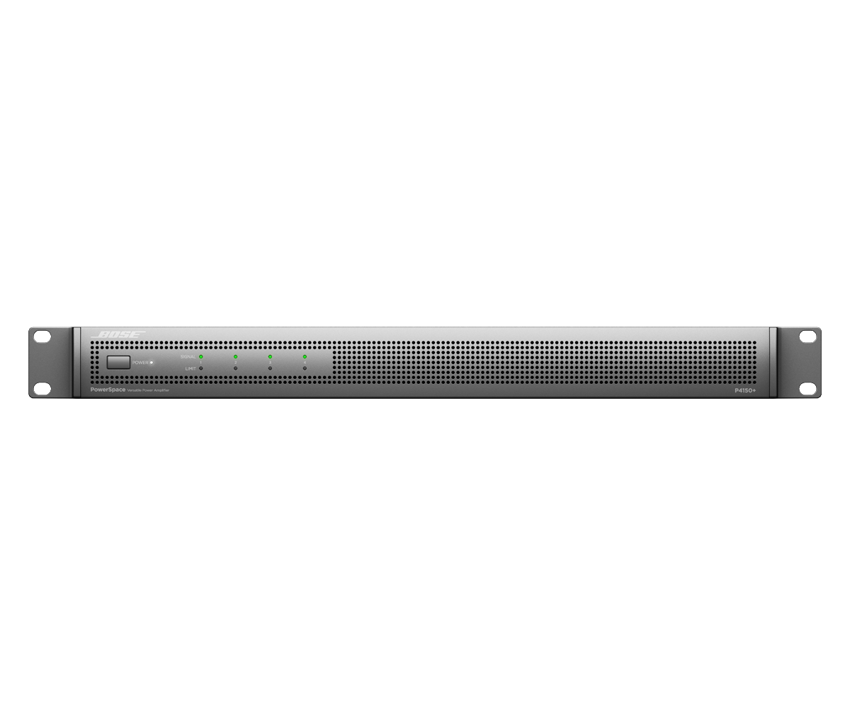 Bose Powerspace P4150+ Bose powerspace p4150+ rack-mount power amplifier front panel with perforated grille and status leds