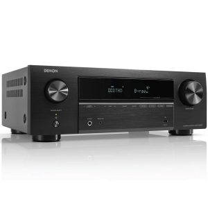 Denon AVR-X580BT AV surround receiver with brushed black front panel, two large knobs, and central digital display.