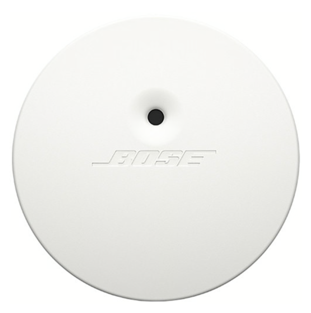 Bose Bose Pro Avm-1 Sense Microphone Bose circular white speaker plate with centered small black mounting hole and embossed bose logo.