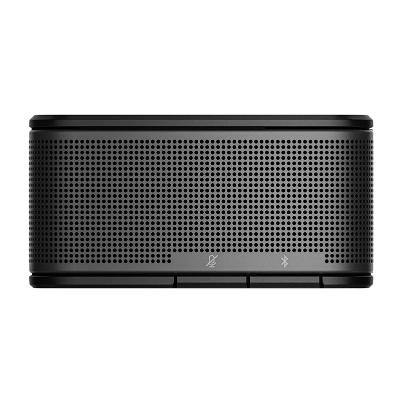 Bose Videobar Vb1 Portable black bluetooth speaker with a perforated metal grille and mute and bluetooth control icons on the front panel.