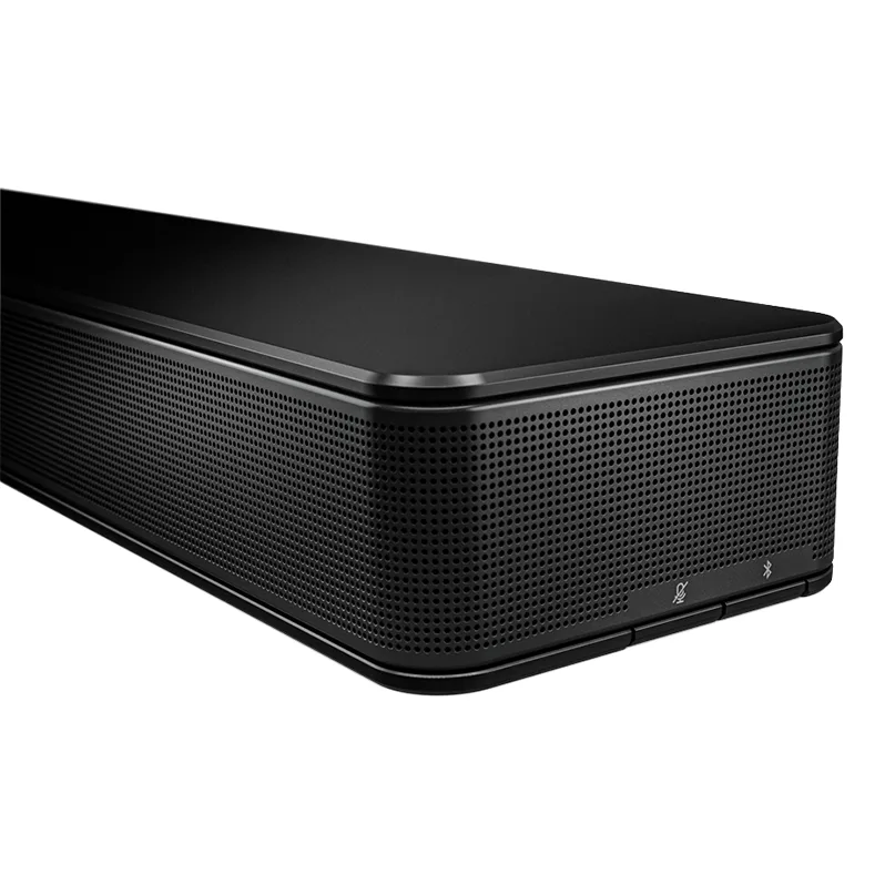 Bose Videobar Vb1 Black rectangular bluetooth speaker with a perforated metal grille on the sides and a smooth top surface