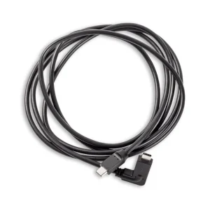 Coiled black USB-C charging cable with a right-angle magnetic connector.