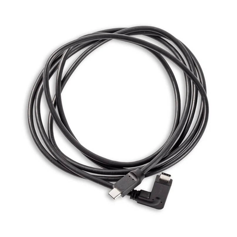 Bose Usb Cable: Usb 3.1 C To C, 2M Black For Videobar Coiled black usb-c charging cable with a right-angle magnetic connector.