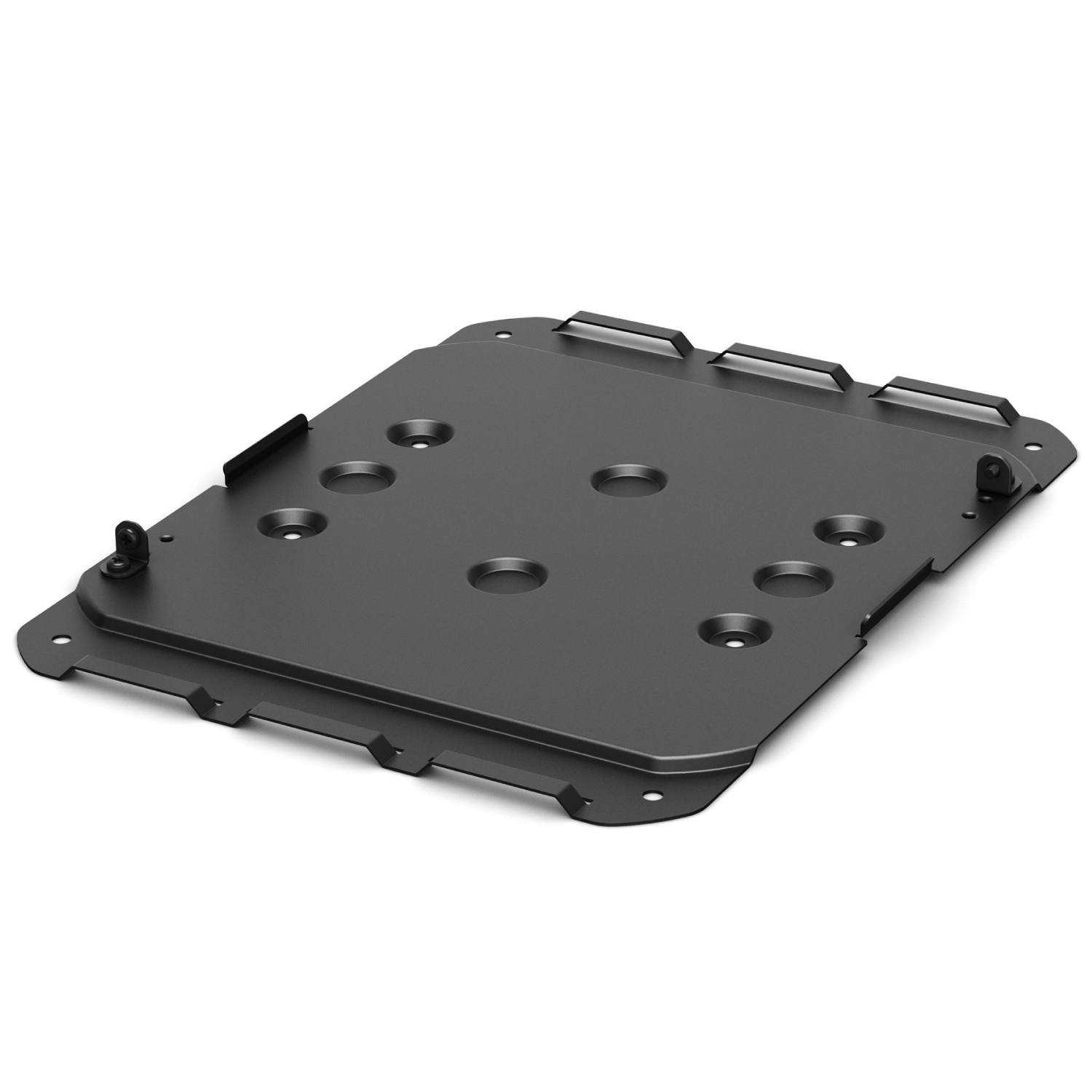Bose Controlspace Ex-4Ml 4Ch Mic/Gpio Dante Utb Black metal drive mounting plate with multiple circular holes and three top locking rails.