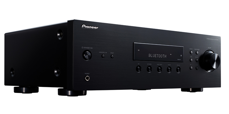 Pioneer Sx-10Ae: The Affordable Stereo Integrated Amplifier You Need Pioneer stereo receiver with bluetooth, black brushed metal front, large right-side volume knob, and multiple control buttons.