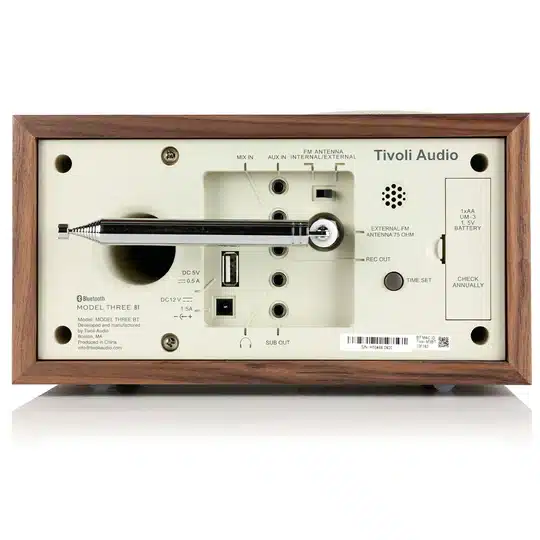 Tivoli Audio Model Three Bt Tivoli audio model three bt wireless speaker in a walnut veneer cabinet with rear input panel