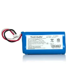 Blue Tivoli Audio battery pack with red and black wires.
