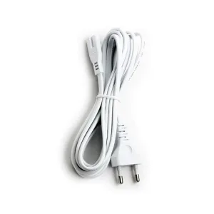 White power cord with European two-pin plug and IEC connector.