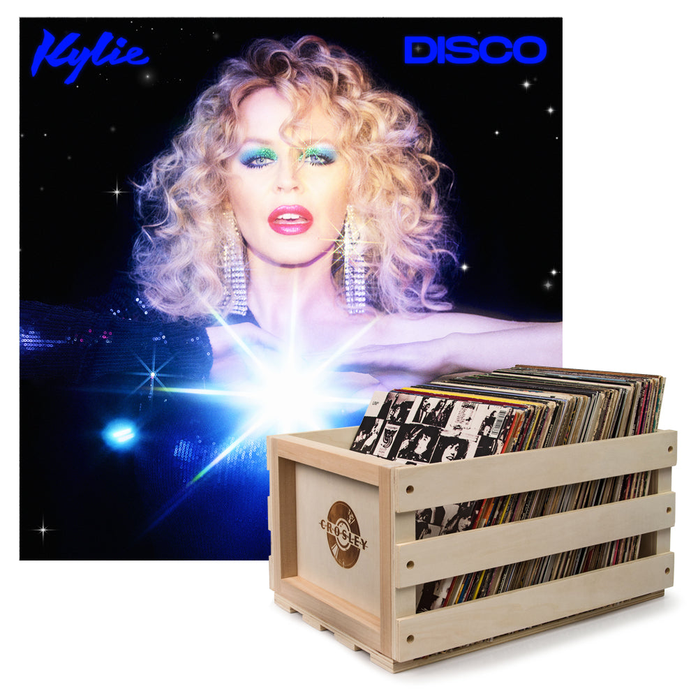 Crosley Record Storage Crate &Amp; Kylie Disco - Black Vinyl Album Bundle Kylie & crate
