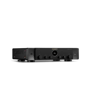 MARANTZ Stereo 70s Slimline Stereo Receiver in black with circular display and multiple knobs on a vented front panel.