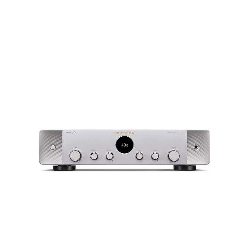 Marantz Stereo 70S Slimline Stereo Receiver Marantz integrated stereo amplifier with central circular display reading 40. 0, silver front panel and multiple control knobs.
