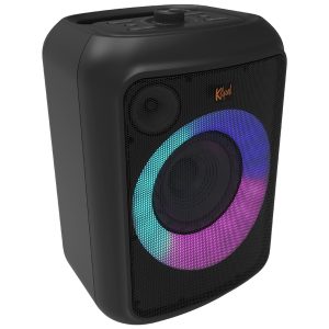 Klipsch portable Bluetooth speaker with RGB LED ring and black mesh grille