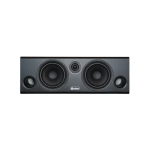 Richter horizontal center speaker with two large woofers, a central tweeter, and two small side ports.