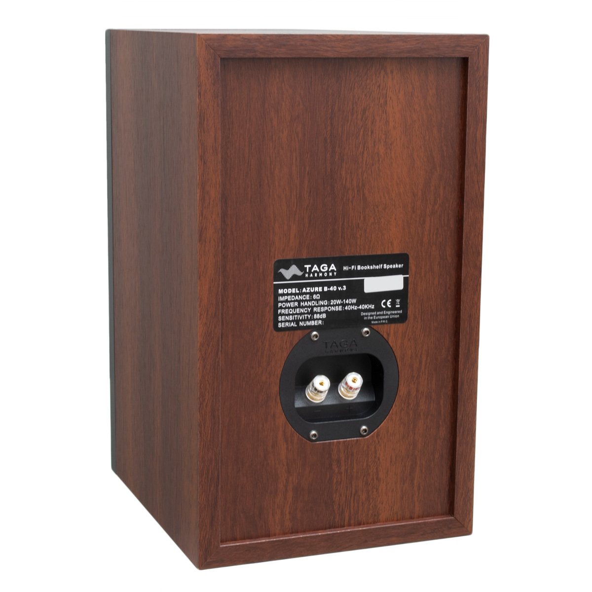 Taga Harmony Azure B-40 V.3 Bookshelf Speakers Taga harmony azure b-40 v3 hi-fi bookshelf speaker with wood veneer cabinet and dual binding posts.