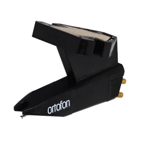 Ortofon phono cartridge with stylus, black body, angled top, and two gold connector pins.