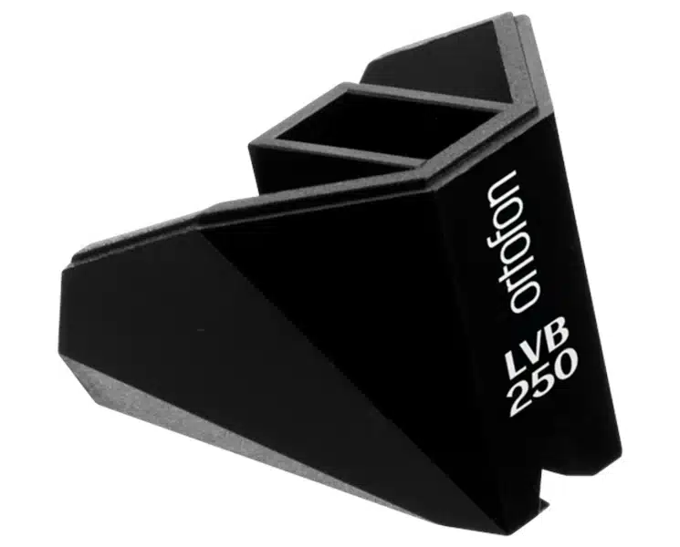Ortofon 2M Black Lvb 250 Replacement Stylus - Limited Edition Ortofon lvb 250 phono cartridge, black angular housing with white branding.