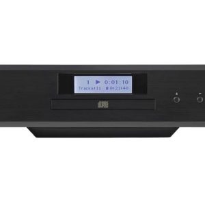 Interdyn Rotel cd11 mkii compact black cd player with centered display, disc tray, and right-side control knobs