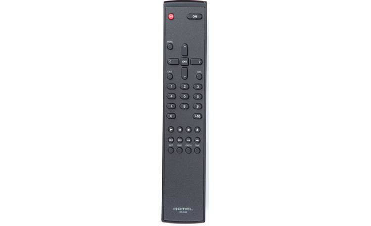 Rotel Cd14Mkii Cd Player Rotel remote control, black slim handheld device with multiple buttons.