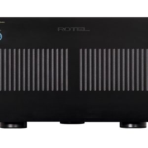 Interdyn Rotel rmb-150 mkii five-channel power amplifier with blue ring power button and large vented front panels.
