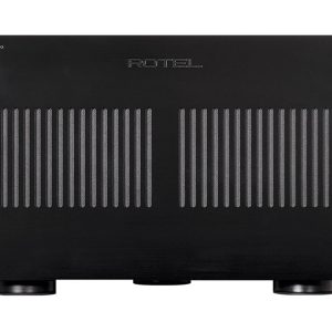Interdyn Rotel rmb-1587mkii stereo power amplifier front panel with blue power button and two vented grille sections.