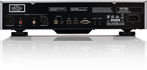 Rotel Dt-6000 Dac Transport Rotel stereo power amplifier stack with rear panels showing xlr and rca inputs, din connectors, and iec power inlet.
