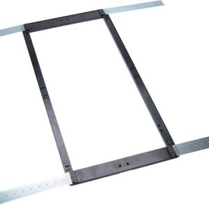 Interdyn Metal rectangular mounting frame with two vertical supports and perforated side rails.