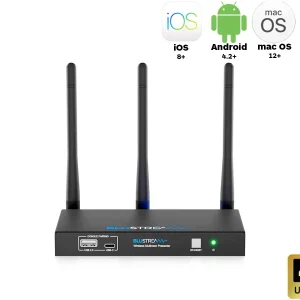 BLUSTREAM Wireless Multiview Presenter with three antennas and USB ports.