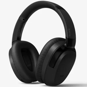 Silicon over-ear wireless headphones with cushioned ear cups and padded headband in black.