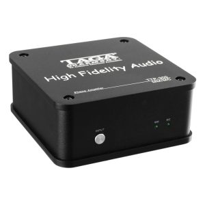 TT-300 MM/MC phono amplifier in black metal enclosure with input knob and two LEDs