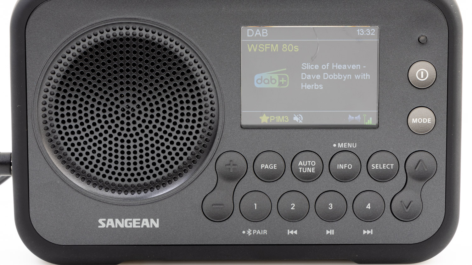 Sangean Dpr-76Btmb Dab+ / Fm-Rds / Bluetooth Digital Radio Sangean dab radio with large circular speaker, lcd display, and multiple round control buttons.
