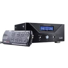 Tripp Lite uninterruptible power supply with front-panel LCD display and detachable six-outlet power distribution module.