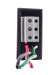 Thor Cm90 Small rectangular relay with purple casing and metal front panel, two black circular terminals, and red, white, green wires.