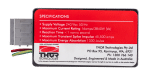 Thor Cm90 Compact red-and-green circuit board module with a gray left-side connector and a white specifications label.