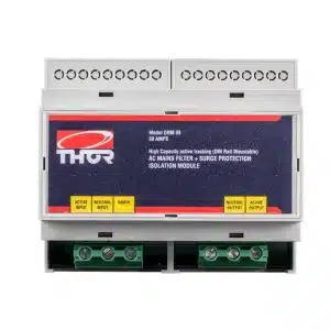 THOR DRM 95 30 AMPS DIN-rail mounted AC mains filter and surge protection isolation module.