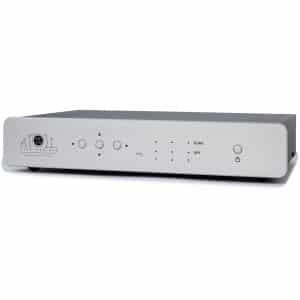 Aural DAC 100 digital-to-analog converter front panel with COAX and OPT input indicators.