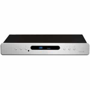 DAC200 USB digital-to-analog converter with silver brushed front panel and blue 48 kHz display.