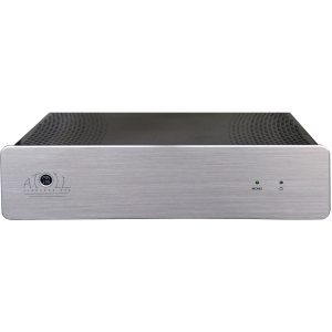 Atol Electronique power amplifier with brushed aluminum front, vented black top, and mono indicator LED.