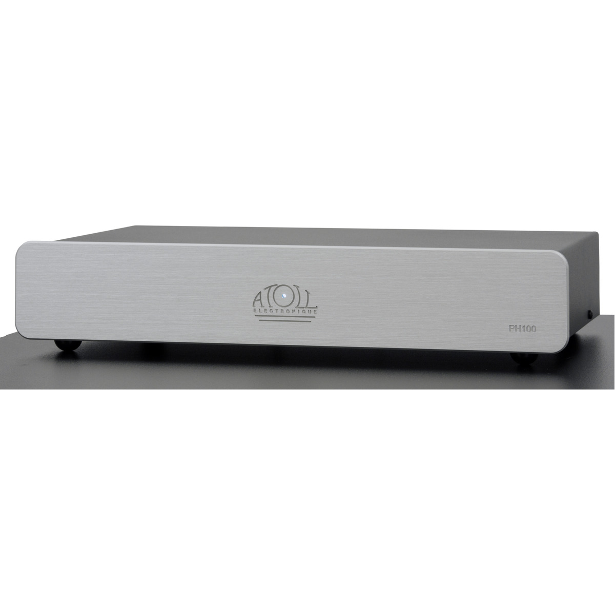 Atoll Electronique Ph100 Atoll electronique ph100 phono preamplifier with a brushed aluminum front panel and rounded corners.