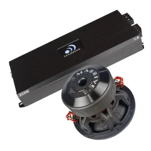 Massive Audio Edge car amplifier and round Massive subwoofer