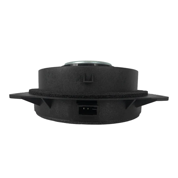Massive Audio Toy6K Round black speaker housing with foam gasket, mounting tabs, and a 2-pin electrical connector.