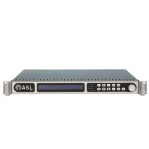 ASL rack-mount control unit with LCD display, numeric keypad, and front-panel buttons.