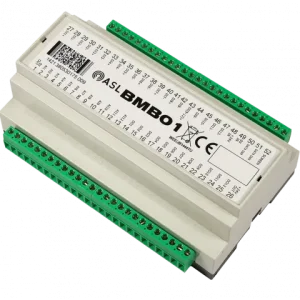 BMB01 I/O terminal module with white housing and dual green screw-terminal blocks.